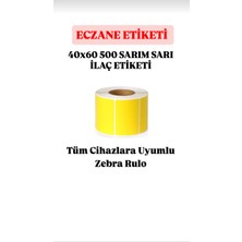 Zebra 40X60 500 Sarım Sarı Eczane Etiketi  (15 Adet )