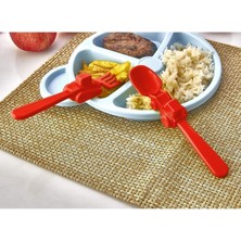 Practika Figürlü Mama Çatal Kaşık Seti - Kırmızı