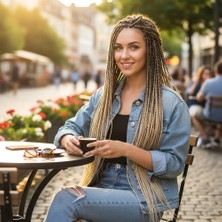 Sb Shopping Afrika Örgüsü ve Rasta Için Sentetik Ombreli Saç / Siyah / Platin