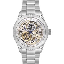 Santa Barbara Polo & Racquet Club Santa Barbara Polo Racquet Club SB.1.10572-1 Fosforlu Indislere Sahip Cam Kapaklı Otomatik Mekanizmalı Çelik Kordonlu Metalik Renk Erkek Kol Saati