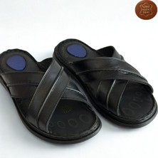 Kardeşler SHOE Erkek Gerçek Hakiki Deri Ortapedik Hafif Günlük Siyah Terlik