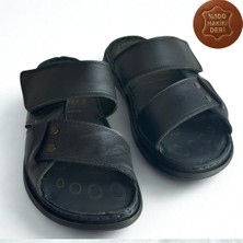 Kardeşler SHOE Erkek Gerçek Hakiki Deri Ortapedik Hafif Günlük Siyah Terlik