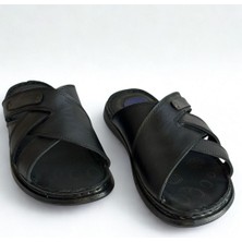 Kardeşler SHOE Erkek Gerçek Hakiki Deri Ortapedik Hafif Günlük Siyah Terlik