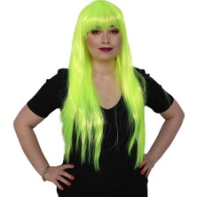 Sb Shopping Uzun Kahküllü Fiber Sentetik Peruk / Neon Sarı