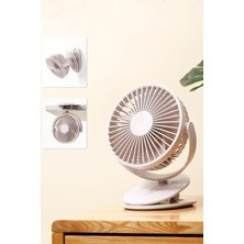 Gampus 3 Kademe Şarjlı Mandallı 360° Taşınabilir Fan Vantilatör Ev Ofis Oyuncu Fanı Güçlü Sessiz Puset Fanı