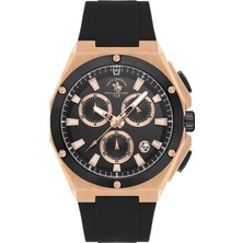 Santa Barbara Polo & Racquet Club Santa Barbara Polo Racquet Club SB.1.10578-5 Silikon Kordonlu Tüm Fonksiyonları Aktif Suya Dayanıklı Siyah Erkek Kol Saati