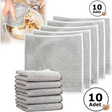 Ecovibe (10 Adet) Zor Kir Bezi, Inox Telli Bulaşık Bezi, Mutfak ve Banyo Bezi