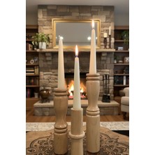 Tolga's Workshop El Yapımı Ardıç Ağacı 3’lü Ahşap Şamdan Seti – Mum Dahil | Rustik & Country Dekor