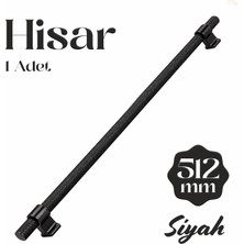 Badem10 Hisar Siyah Metal Kulp 512 mm Tırtıklı Desen Mobilya Çekmece Mutfak Dolabı Dolap Kulpları Kulbu