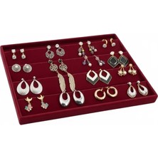 Megass Dekor Cezayir Model Süet Kumaş Bordo Renk 34/24 cm Enine Küpe Standı