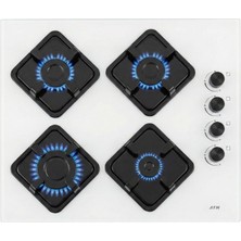 AFM Tech BD2201 4 Gözlü Beyaz Cam Ankastre Gazlı Ocak – Emaye Izgara, Doğalgaz & LPG Uyumlu