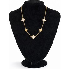 Pangu Yonca Motifli Altın Renk Çelik Zincir Kolye