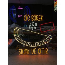 Neonled Çiğ Börek / Sıcak ve Çıtır Neon LED Tabela (85X86 Cm)
