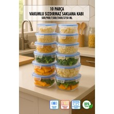 Sb Shopping Kare 10 Parça Contalı Vakumlu Sızdırmaz Hava Almaz Saklama Kabı Seti 2X(3750/2400/1500/900/500 Ml)