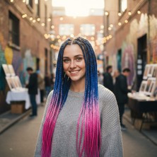 Sb Shopping Afrika Örgüsü ve Rasta Için Sentetik Ombreli Saç / / Açık Pembe / Lila