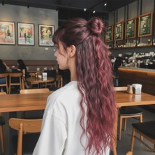 Sb Shopping Fiber Sentetik Kabarık Dalgalı 8 Parça Çıt Çıt / Koyu Kızıl