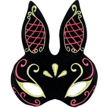 Sb Shopping Siyah Renk Kırmızı Gold Simli Siyah Süet Kaplama Tavşan Maskesi 18X16 cm