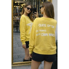 Kadın Yıldız Desenli Oversize Triko Kazak