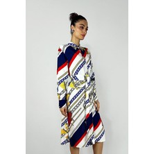 Lale Butik Missemramiss Floş Viskon Summer Gömlek Tunik 3938 Zincir Desenli