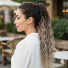 Sb Shopping Lastik Tokalı At Kuyruğu Kabarık Afro Dalgalı / Küllü Kumral / Beyaz Platin Ombre