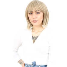 Sb Shopping Küt Kahküllü Fiber Sentetik Peruk / Karamel / Platin Röfleli