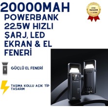 Hızlı Store 20000Mah Powerbank 22.5W Hızlı Sarj Led Ekran El Feneri