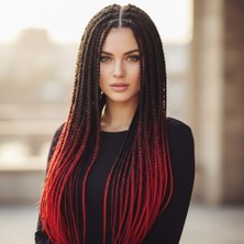 Sb Shopping Afrika Örgüsü ve Rasta Için Sentetik Ombreli Saç / Siyah / Koyu Kızıl / Açık Kızıl