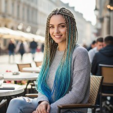 Sb Shopping Afrika Örgüsü ve Rasta Için Sentetik Ombreli Saç / Platin / Turkuaz / Koyu