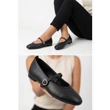 Nmoda Küt Burun Pırlanta Tokalı Kadın Babet Rahat Günlük & Şık Ayakkabı