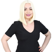 Sb Shopping Fiber Sentetik Peruk Perçemsiz Kısa Düz / Açık Platin