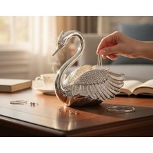 Roykıng Royking Kuğu Model Bal Kavanozu Gümüş Kahvaltı Tabak Sofra Sunum YV-327