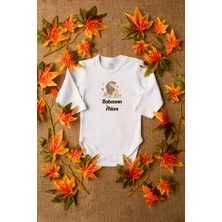 Overoz Babasının Aslanı Baskılı Beyaz Uzun Kollu Bebek Body Zıbın 5268