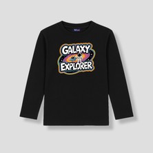 Mixxi Fashion Galaksi Kaşifi Astronot Galaxy Explorer Uzay Baskılı Uzun Kollu Unisex Çocuk Tişört (4-13 Yaş)