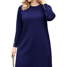 Fresh Moda Kadın Mevsimlik Petek Desen Uzun Büyük Beden Triko Kazak