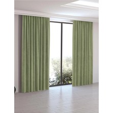 Taç Lüks 1.sınıf Elegance Su Yeşili Petek Kadife Dokulu Tek Kanat Düz Dikim Ada Fon Perde