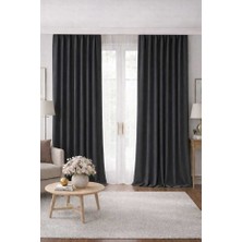 Taç Lüks 1.sınıf Elegance Antrasit Petek Kadife Dokulu Tek Kanat Düz Dikim Ada Fon Perde