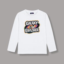 Mixxi Fashion Galaksi Kaşifi Astronot Galaxy Explorer Uzay Baskılı Uzun Kollu Unisex Çocuk Tişört (4-13 Yaş)