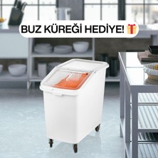 GastroPlast Tekerlekli Gıda Saklama Arabası – Şeffaf Kapaklı Un ve Bakliyat Kabı (Ingredient Bin) - Erzak Arabası (102 Lt, 82 Lt, 62 Lt)