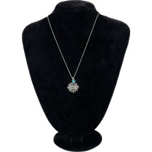 Pangu Mavi Taş Detaylı Yıldız Motifli Gümüş Renk Çelik Zincir Kolye