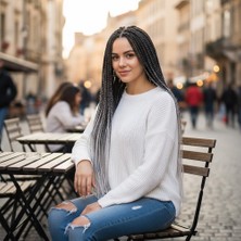 Sb Shopping Afrika Örgüsü ve Rasta Için Sentetik Ombreli Saç / Siyah / Koyu Gri / Açık Gri