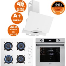 Ferre ve Afm Tech Markalı Nuvo Sessiz Turbo Dijital  Beyaz  Ankastre Set (D064-SA + FM7701 +FM2201)