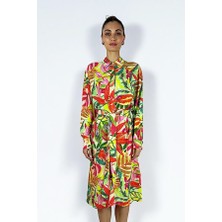 Lale Butik Missemramiss Floş Viskon Summer Gömlek Tunik 3938 Multi Color