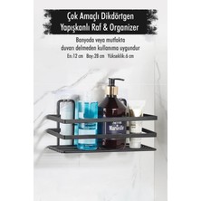 Sb Shopping Paslanmaz Çelik Yapışkanlı Dikdörtgen Duvar Rafı & Organizer & Banyo Duş Askısı