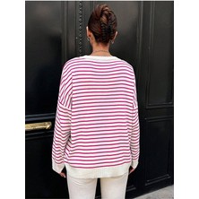 Kadın Yıldız Desenli Oversize Triko Kazak