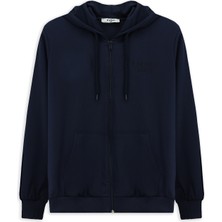 Kiğılı Kapüşonlu Regular Fit Fermuarlı Baskılı Pamuklu Sweatshirt