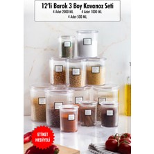Sb Shopping 12'li Barok Yuvarlak 3 Boy Kavanoz Seti & Saklama Kabı & Erzak Kabı (4*2000 Ml, 4*1000 Ml, 4*500 ml