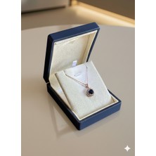 Ada Life Gümüş (Premium Işıklı KUTULU)925 Ayar Gümüş 2li Sıra Yuvarlak Lacivert Model Kolye