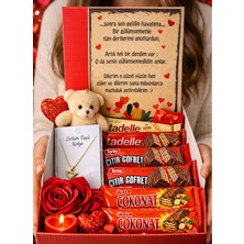 Pamepaw 14 Şubat Sevgililer Günü Hediyesi Sevgiliye Hediye Gül,ayıcık ,zirkon Taşlı Kolye ,çikolata Kutusu