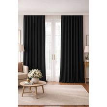 Taç Lüks 1.sınıf Elegance Siyah Petek Kadife Dokulu Tek Kanat Düz Dikim Ada Fon Perde