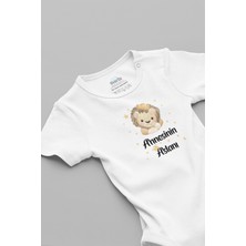 Overoz Annesinin Aslanı Baskılı Beyaz Bebek Body Zıbın 5269